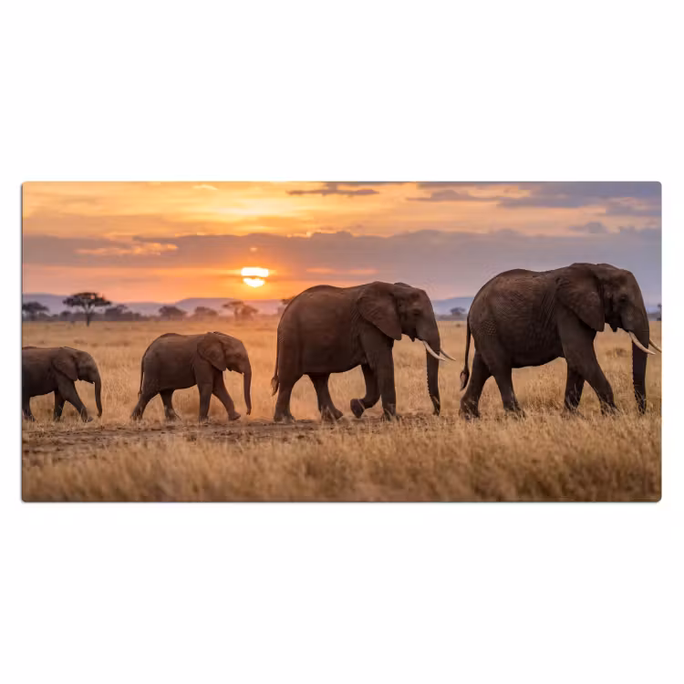 Bureau onderlegger - Olifanten - Savanne - Zonsondergang - Afrika - Warm — 2