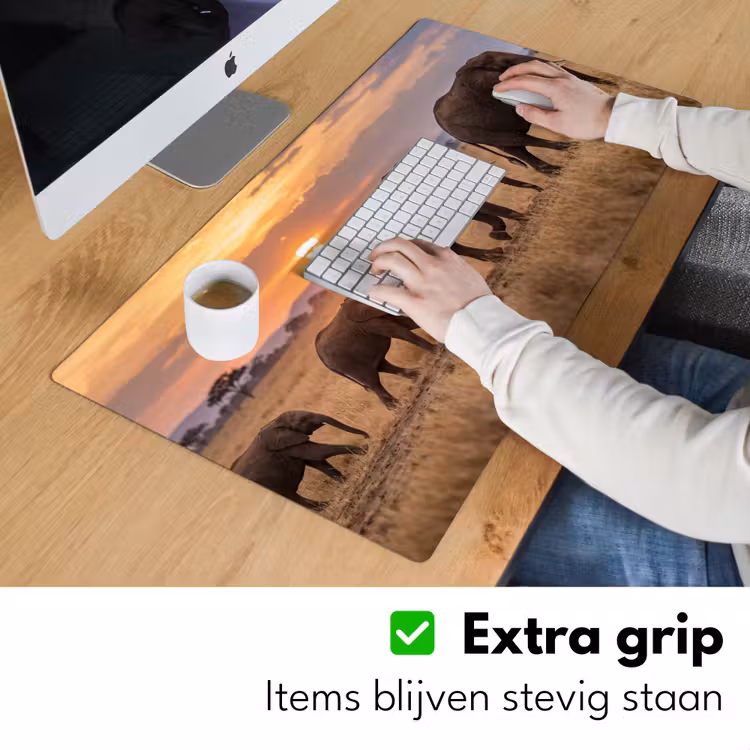 Bureau onderlegger - Olifanten - Savanne - Zonsondergang - Afrika - Warm — 6