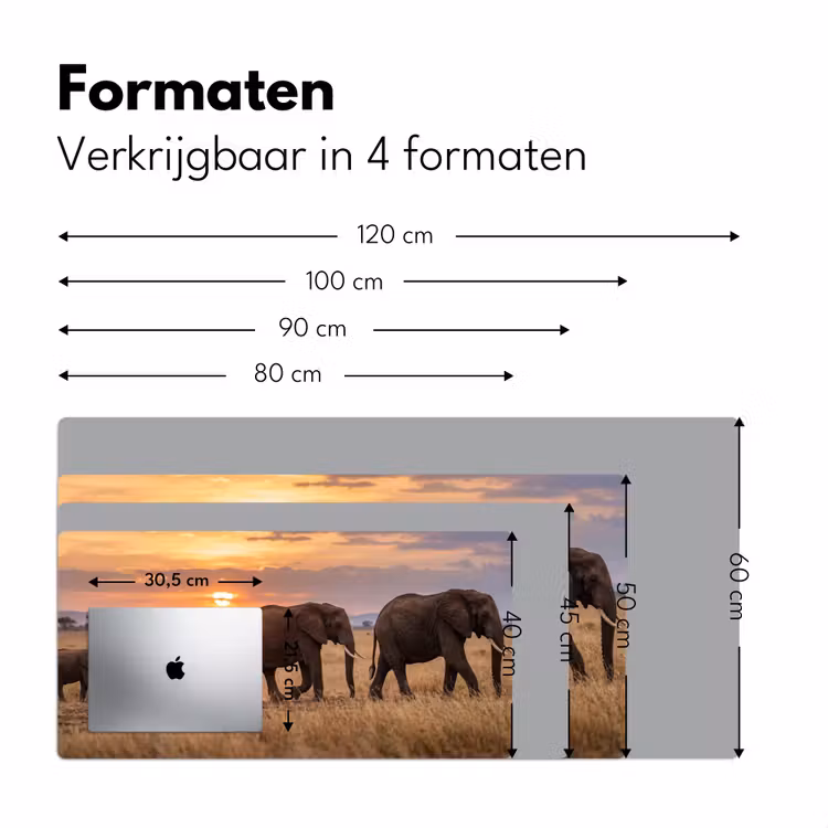 Bureau onderlegger - Olifanten - Savanne - Zonsondergang - Afrika - Warm — 8