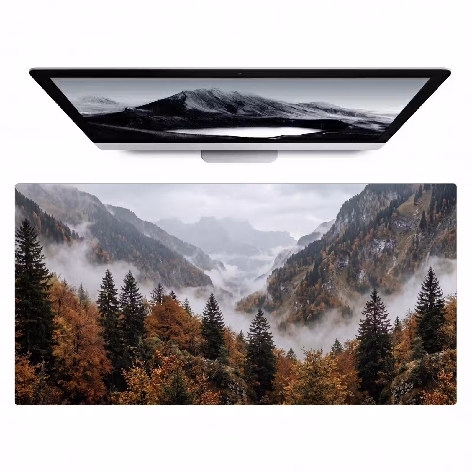 Bureau onderlegger - Bergen - Vallei - Mist - Herfst - Natuur — 1