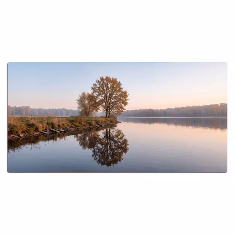 Bureau onderlegger - Bomen - Reflectie - Water - Zonsopgang - Serene — 2
