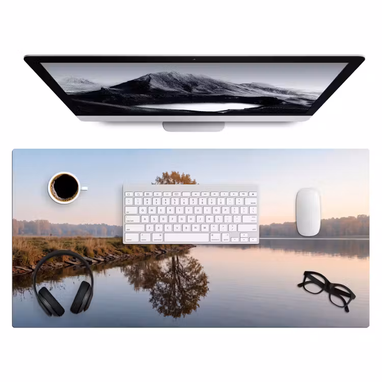 Bureau onderlegger - Bomen - Reflectie - Water - Zonsopgang - Serene — 4