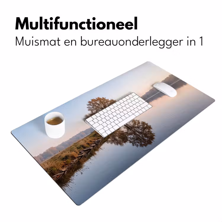 Bureau onderlegger - Bomen - Reflectie - Water - Zonsopgang - Serene — 7