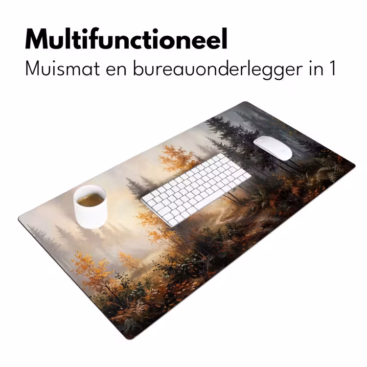Bureau onderlegger - Bospad - Herfstbladeren - Natuur - Schilderachtig - Oranje — 7