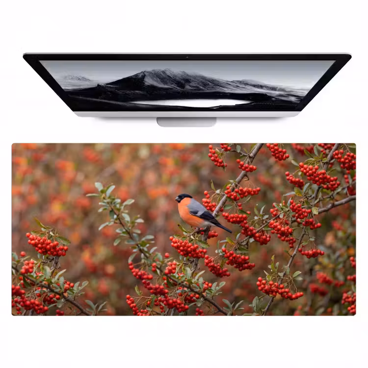 Bureau onderlegger - Goudvink - Bessen - Herfst - Natuur - Kleurrijk — 1