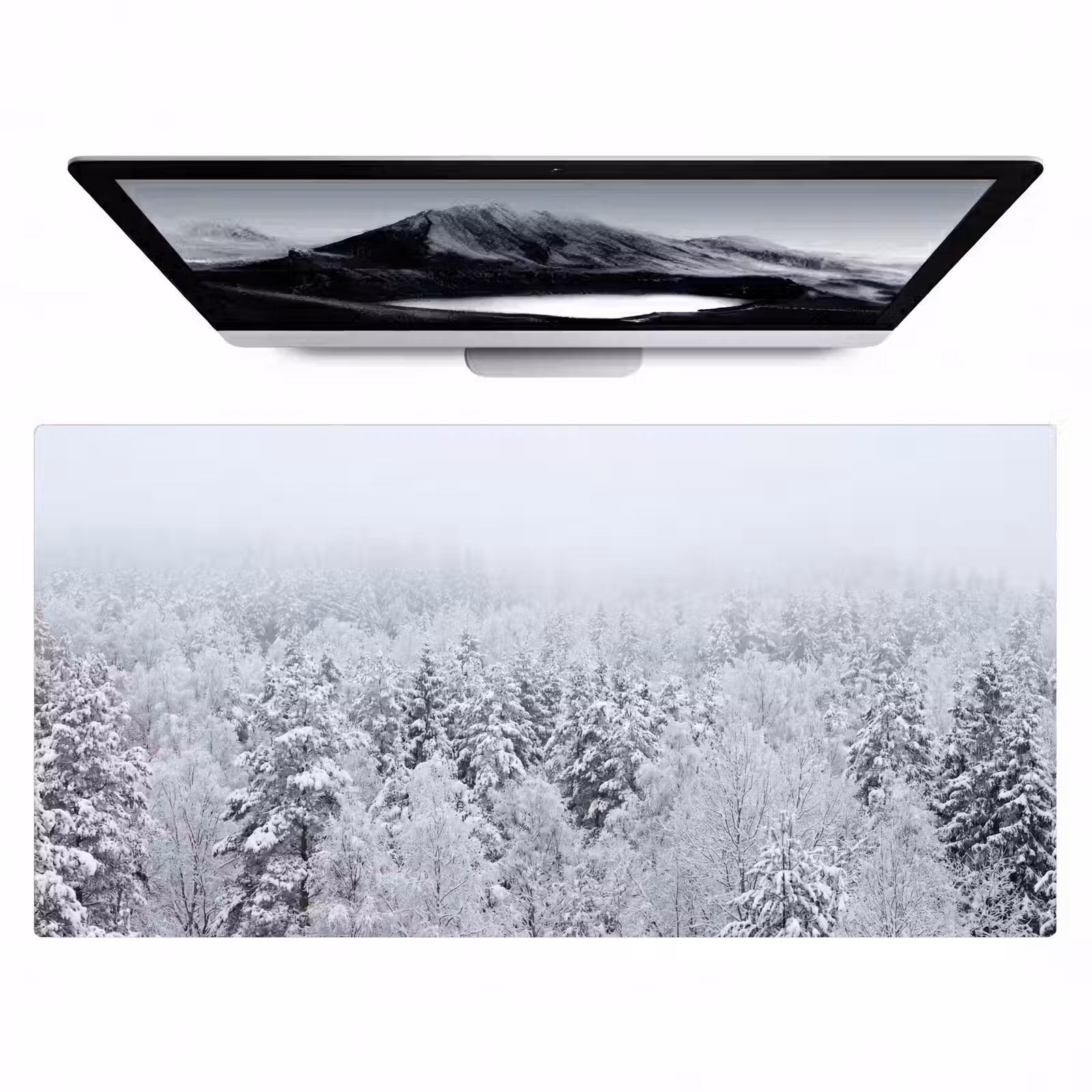Bureau onderlegger - Bos - Sneeuw - Winter - Natuur - Wit — 1