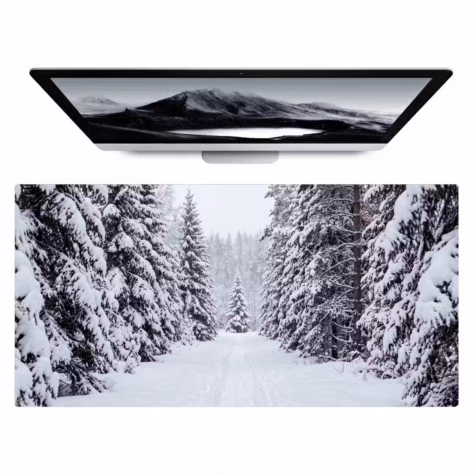 Bureau onderlegger - Bos - Winter - Sneeuw - Pad - Natuur — 1