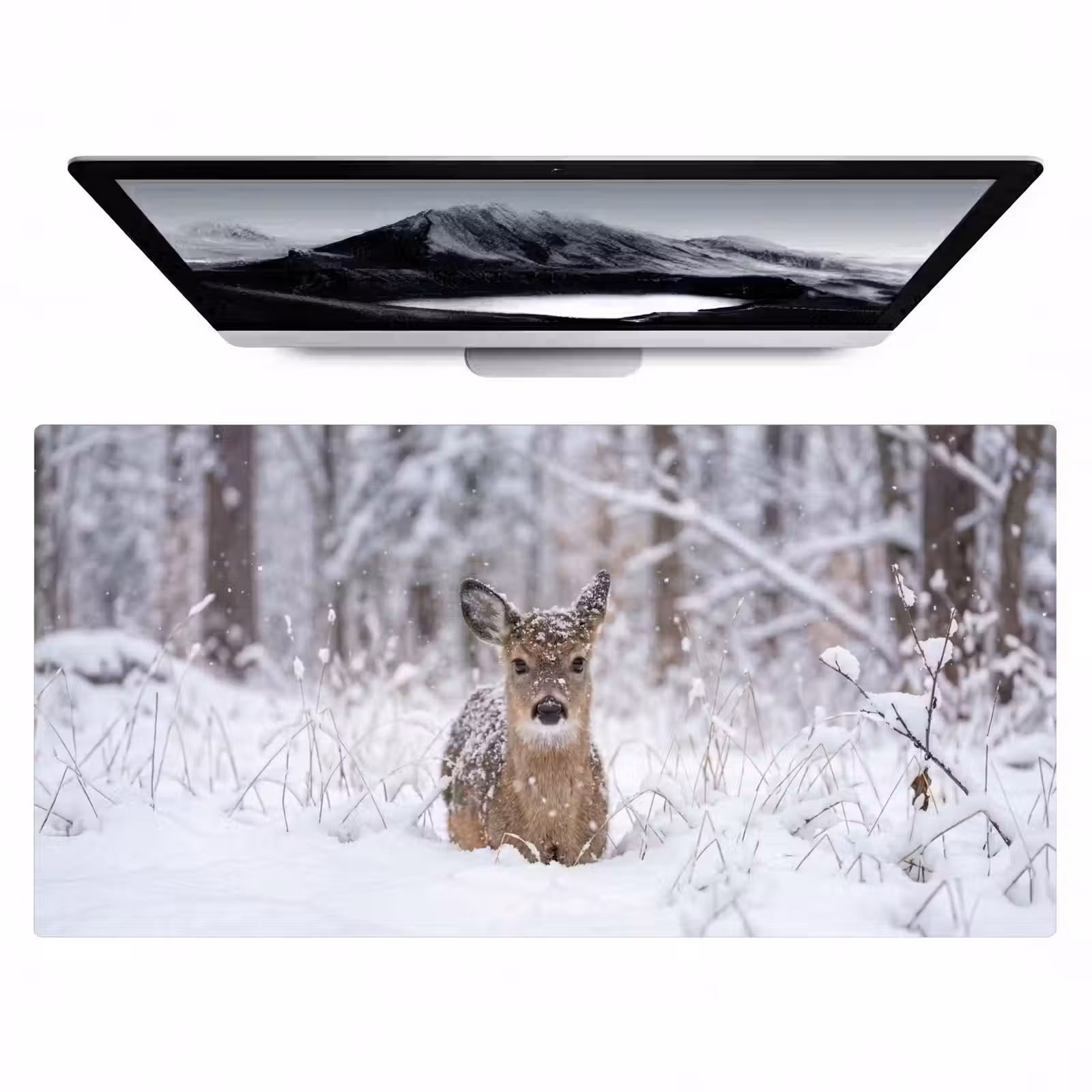 Bureau onderlegger - Hert - Sneeuw - Bos - Dieren - Vertederend — 1