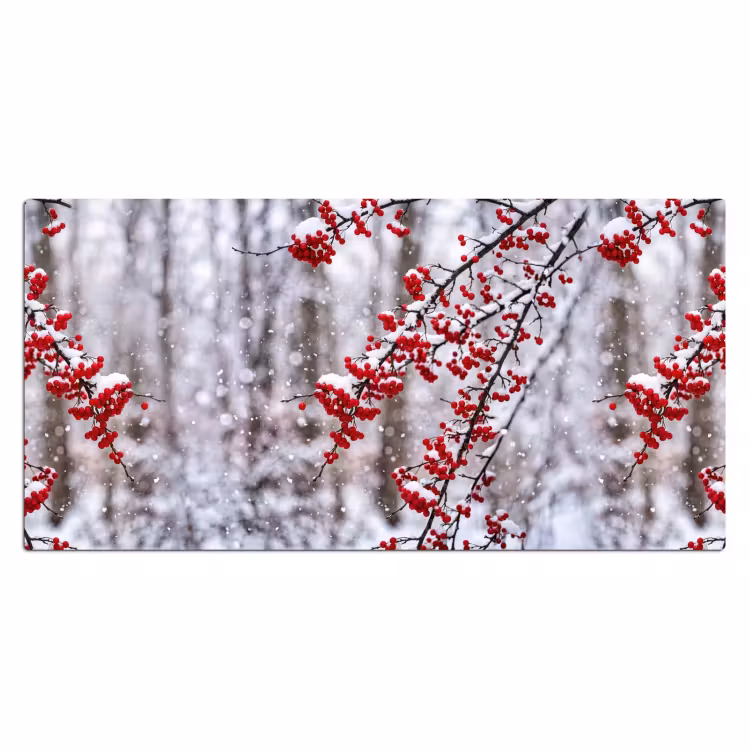 Bureau onderlegger - Bessen - Takken - Sneeuw - Winter - Kleurrijk — 2