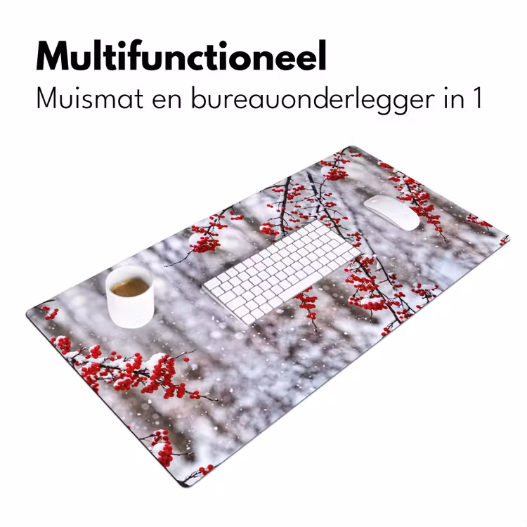 Bureau onderlegger - Bessen - Takken - Sneeuw - Winter - Kleurrijk — 7