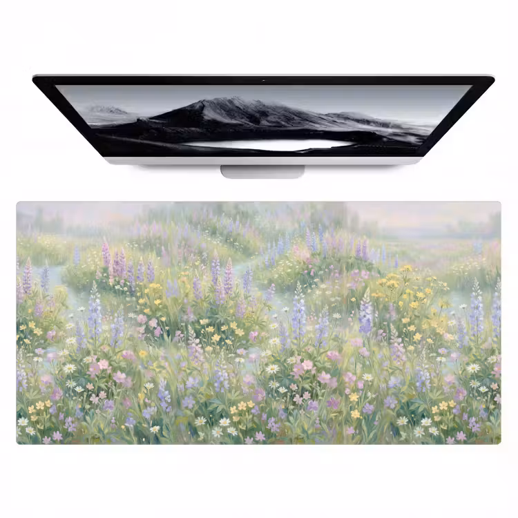 Bureau onderlegger - Bloemenveld - Heuvels - Kleurrijk — 1