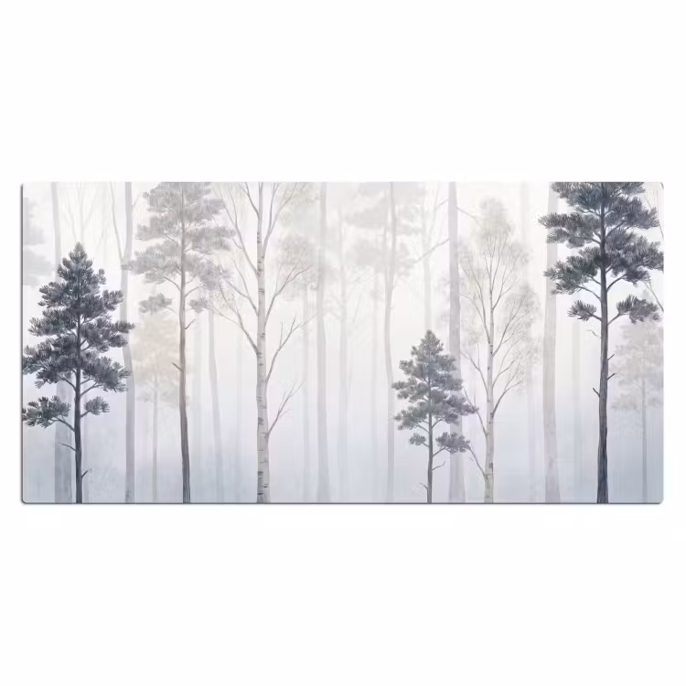 Bureau onderlegger - Bos - Bomen - Mist - Natuur - Illustratie - Grijs — 2