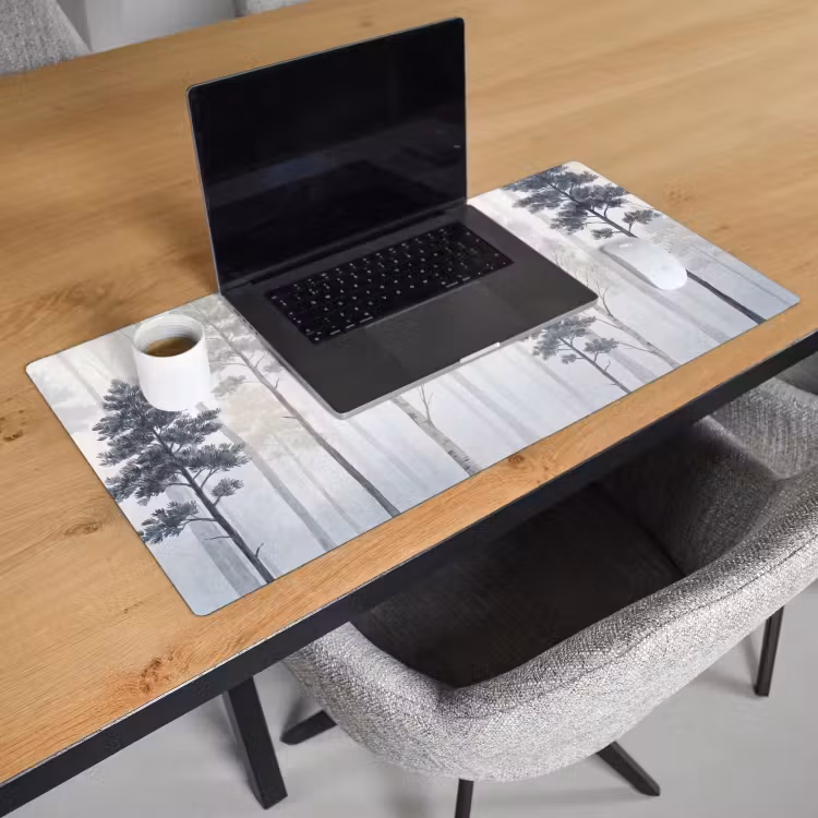 Bureau onderlegger - Bos - Bomen - Mist - Natuur - Illustratie - Grijs — 3