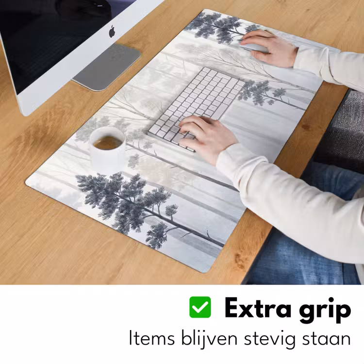 Bureau onderlegger - Bos - Bomen - Mist - Natuur - Illustratie - Grijs — 6