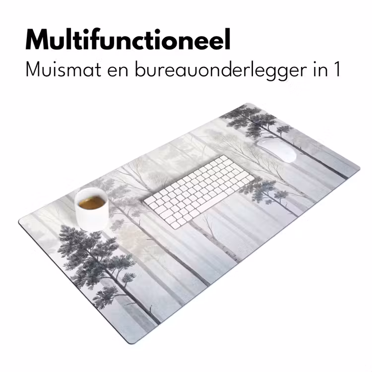 Bureau onderlegger - Bos - Bomen - Mist - Natuur - Illustratie - Grijs — 7