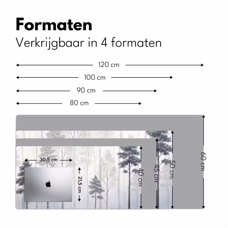 Bureau onderlegger - Bos - Bomen - Mist - Natuur - Illustratie - Grijs — 8