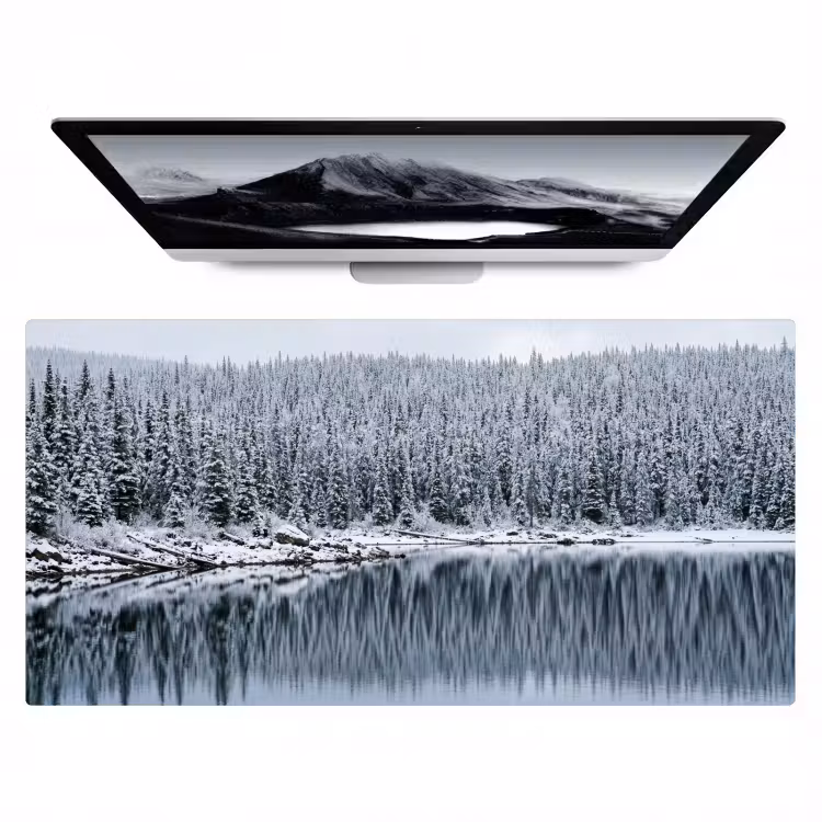 Bureau onderlegger - Bos - Reflectie - Meer - Winter - Serene — 1