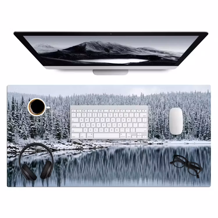 Bureau onderlegger - Bos - Reflectie - Meer - Winter - Serene — 4