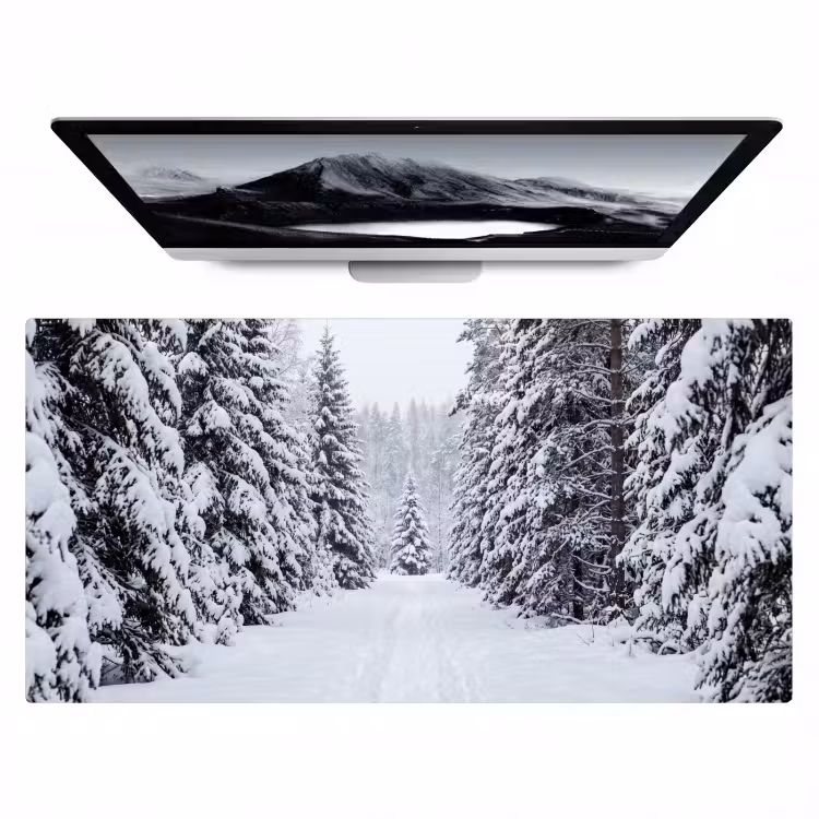 Bureau onderlegger - Bos - Winter - Sneeuw - Pad - Natuur — 1