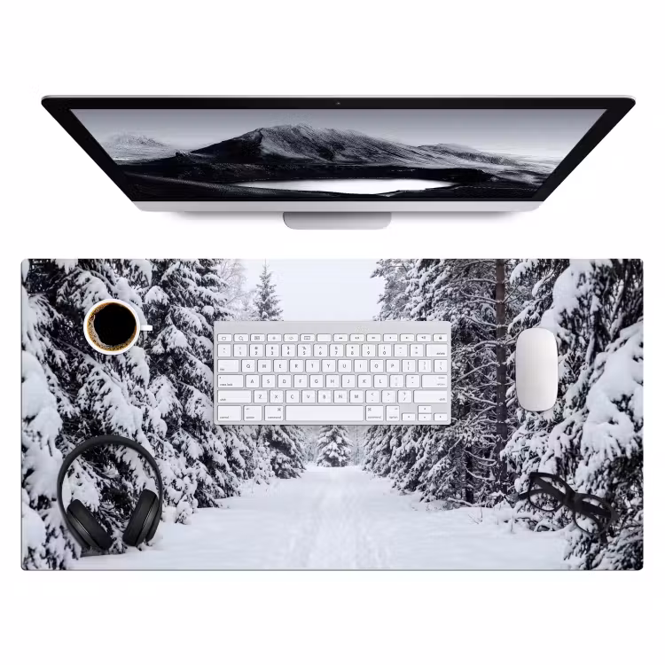 Bureau onderlegger - Bos - Winter - Sneeuw - Pad - Natuur — 4
