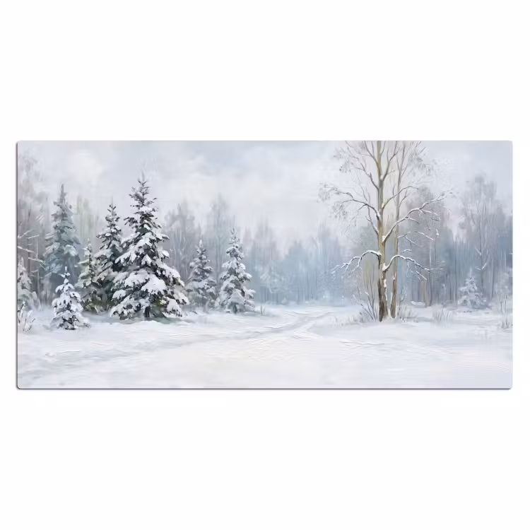 Bureau onderlegger - Bospad - Dennen - Sneeuw - Winter - Rustgevend — 2