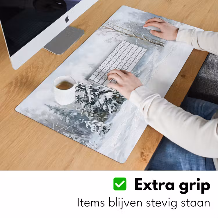 Bureau onderlegger - Bospad - Dennen - Sneeuw - Winter - Rustgevend — 6