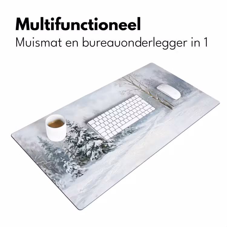 Bureau onderlegger - Bospad - Dennen - Sneeuw - Winter - Rustgevend — 7