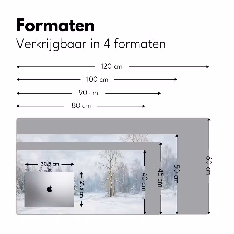 Bureau onderlegger - Bospad - Dennen - Sneeuw - Winter - Rustgevend — 8