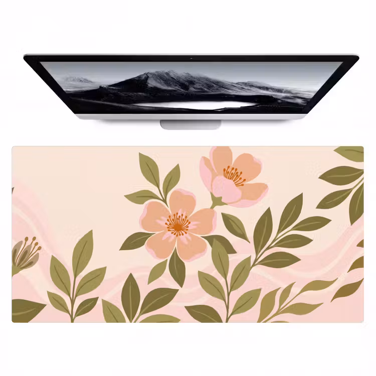 Bureau onderlegger - Grafisch - Bloemen - Roze — 1
