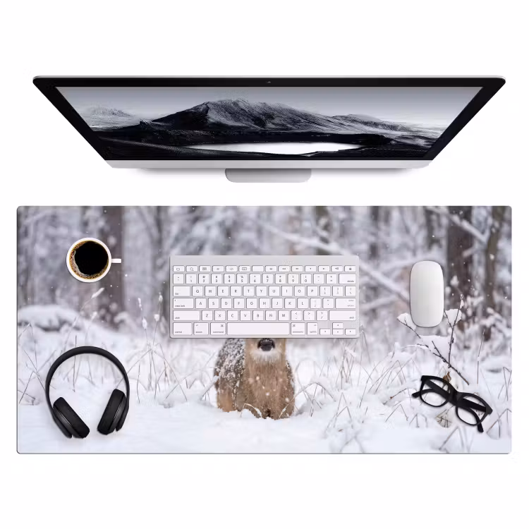 Bureau onderlegger - Hert - Sneeuw - Bos - Dieren - Vertederend — 4