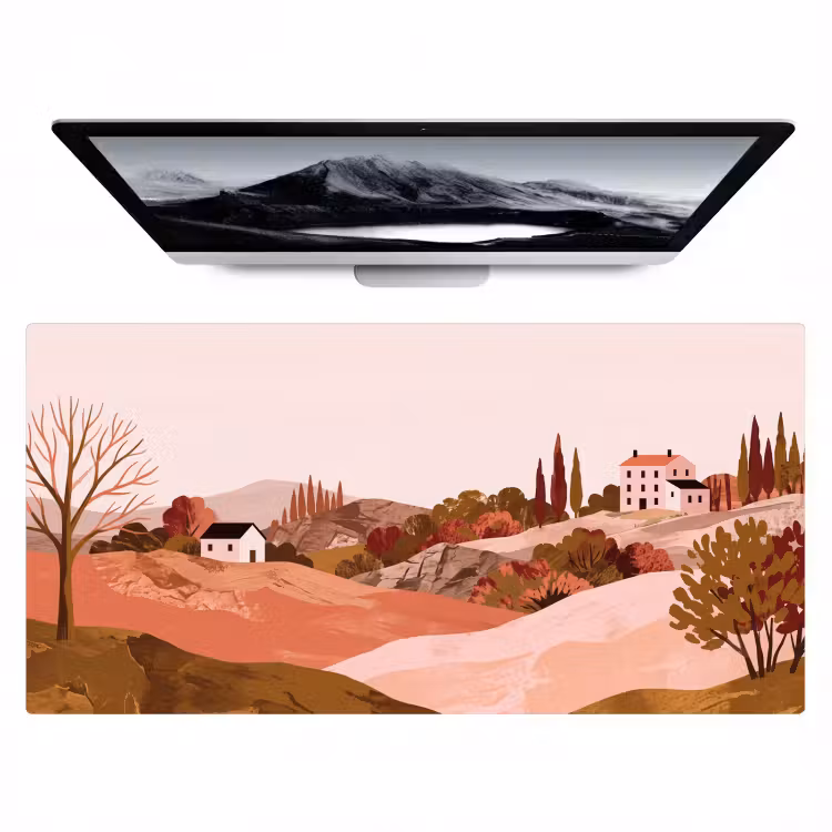 Bureau onderlegger - Heuvellandschap - Grafisch - Terracotta — 1