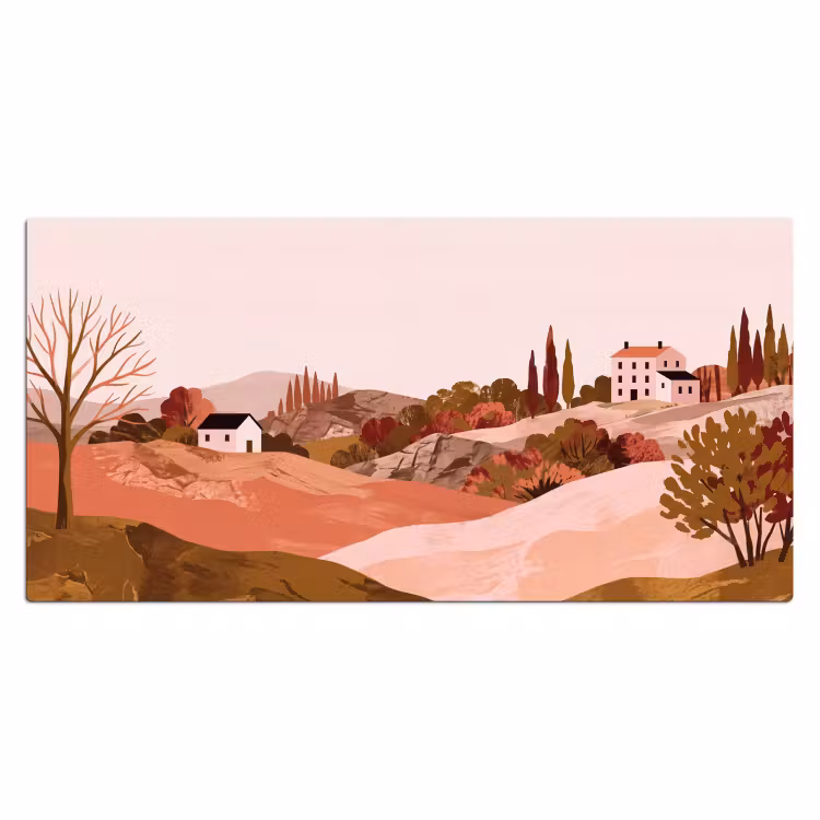 Bureau onderlegger - Heuvellandschap - Grafisch - Terracotta — 2