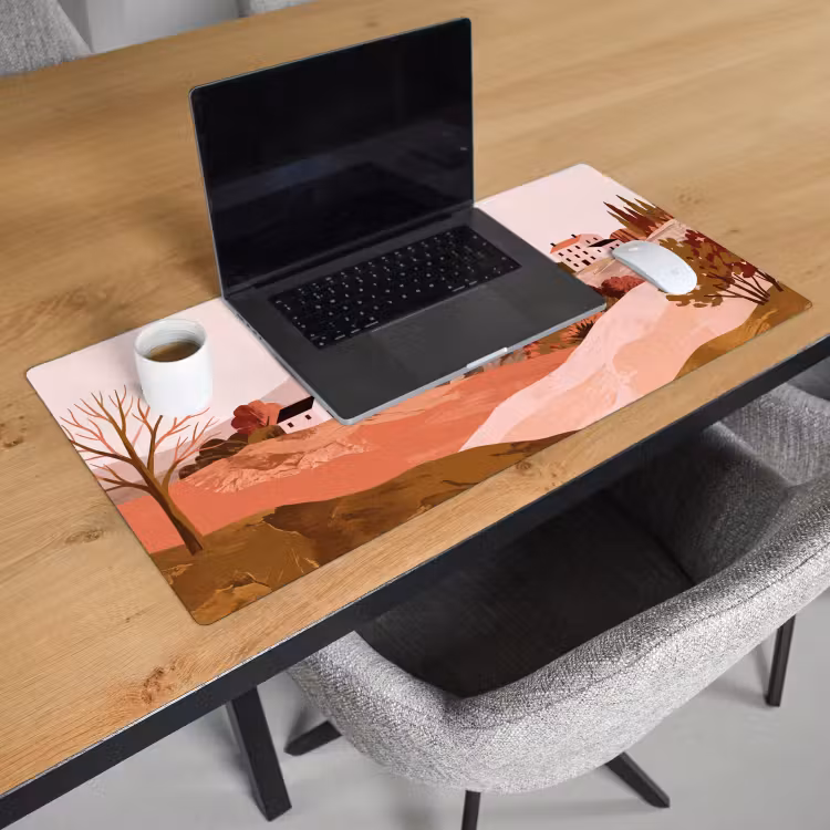 Bureau onderlegger - Heuvellandschap - Grafisch - Terracotta — 3