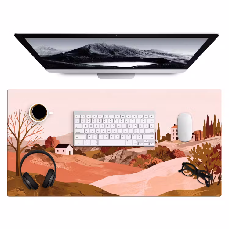 Bureau onderlegger - Heuvellandschap - Grafisch - Terracotta — 4