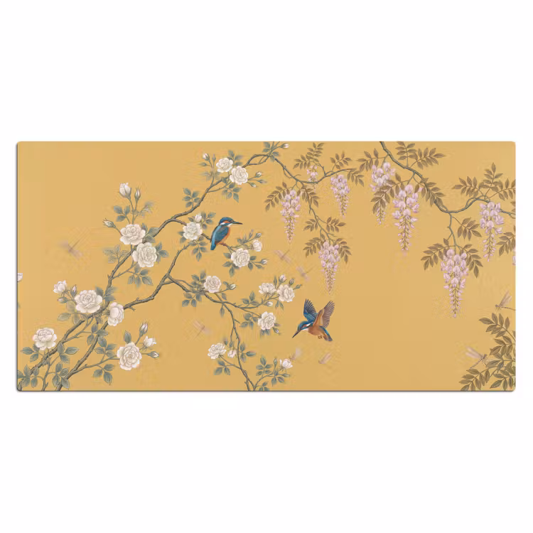 Bureau onderlegger - IJsvogels - Bloesem - Geel — 2