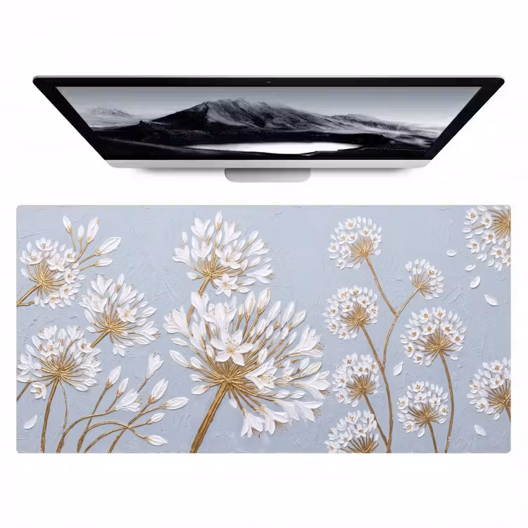 Bureau onderlegger - Illustratie - Bloemen - Blauw — 1