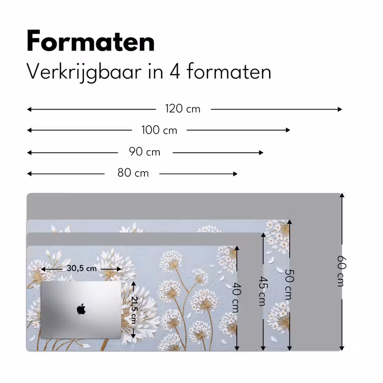 Bureau onderlegger - Illustratie - Bloemen - Blauw — 8