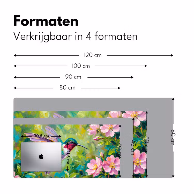 Bureau onderlegger - Kolibrie - Bloemen - Natuur - Kleurrijk — 8