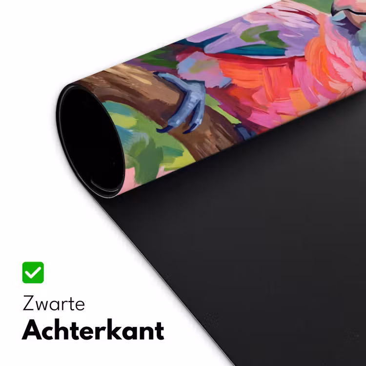 Bureau onderlegger - Papagaai - Hibiscusbloemen - Kleurrijk — 5