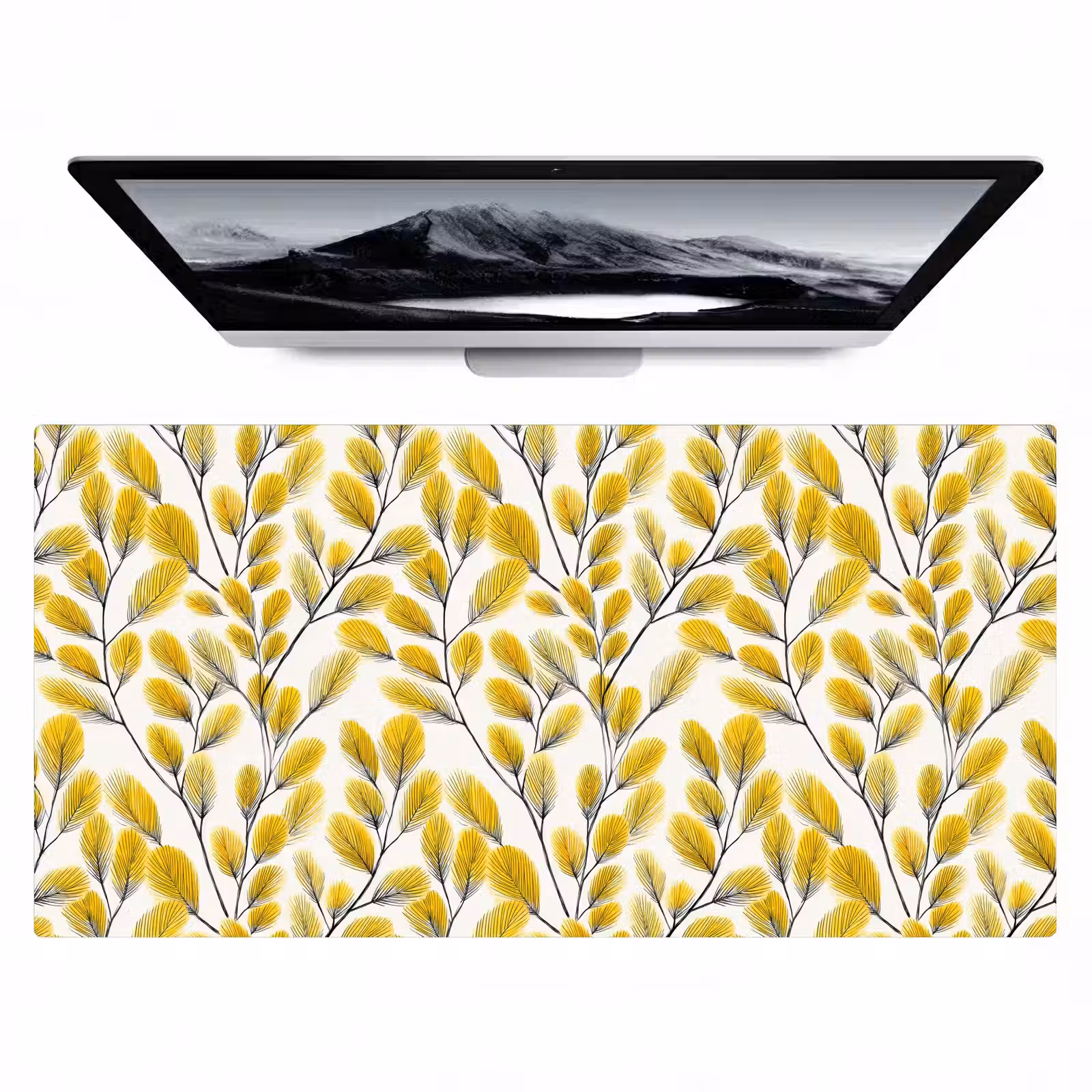 Bureau onderlegger - Bladeren - Botanisch - Elegant - Geel - Zwart — 1
