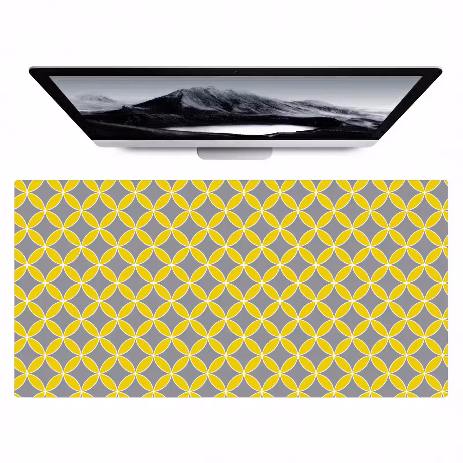 Bureau onderlegger - Geometrisch - Cirkels - Modern - Grijs - Geel — 1