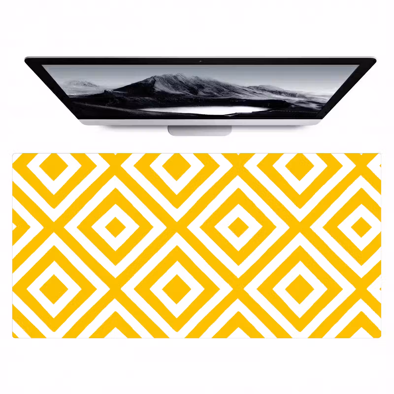 Bureau onderlegger - Geometrisch - Lijnen - Modern - Geel - Wit — 1