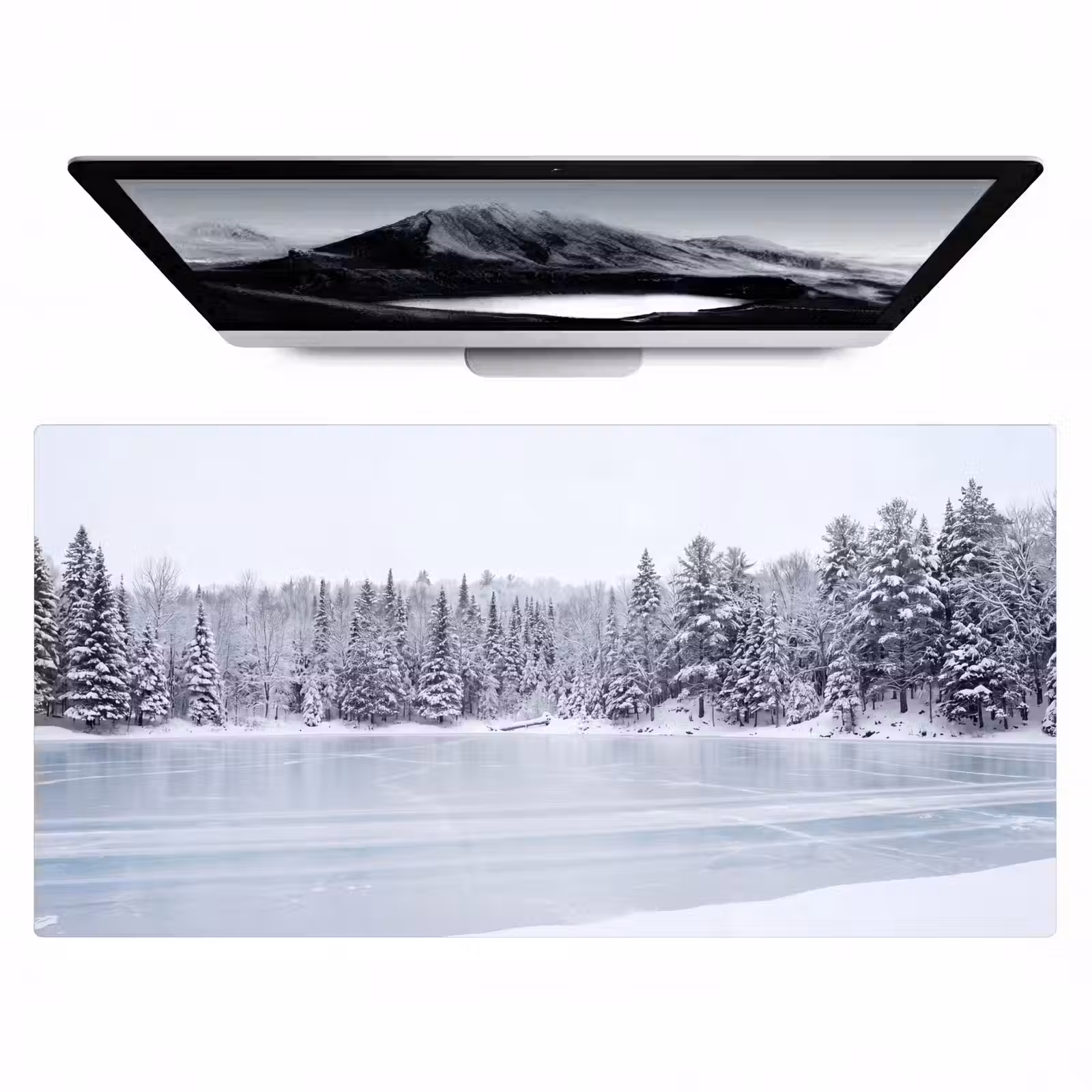 Bureau onderlegger - Meer - Dennen - IJs - Winter - Rustgevend — 1