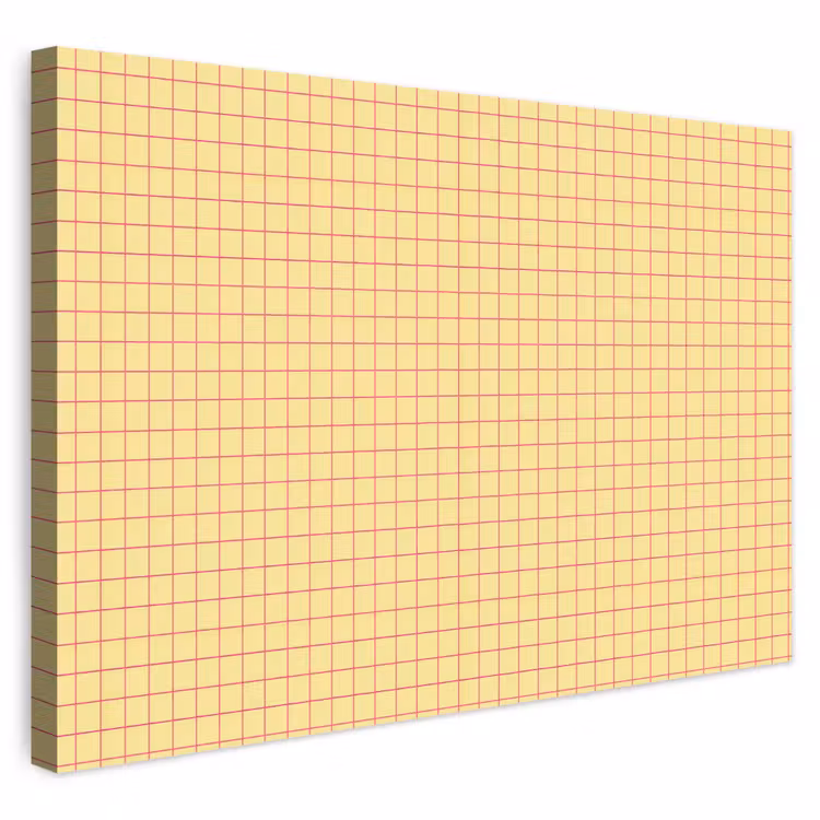 Buiten canvas - Ruitjes - Grid - Minimalistisch - Geel - Roze — 1
