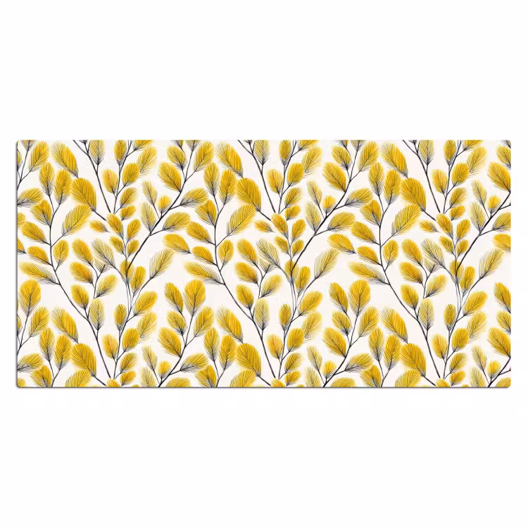 Bureau onderlegger - Bladeren - Botanisch - Elegant - Geel - Zwart — 2