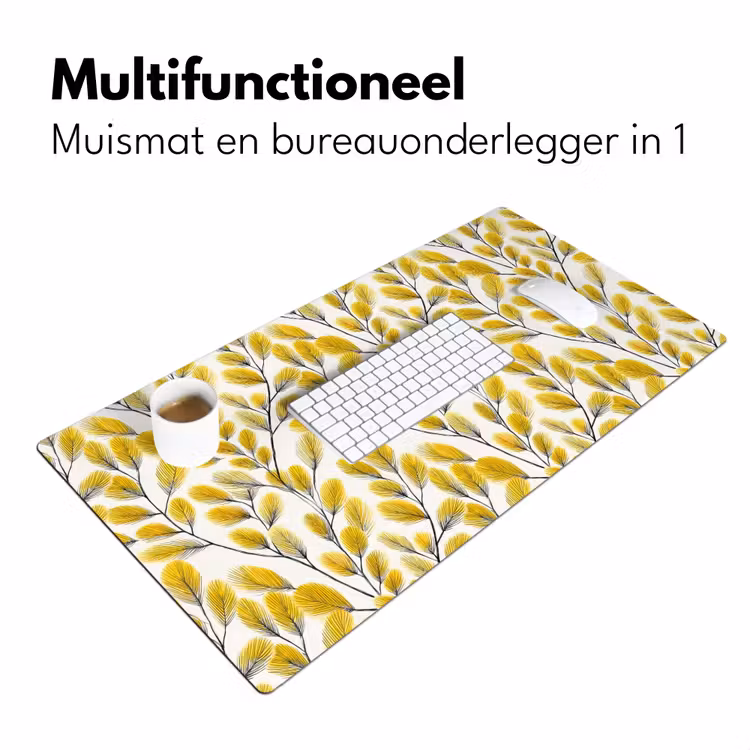 Bureau onderlegger - Bladeren - Botanisch - Elegant - Geel - Zwart — 7