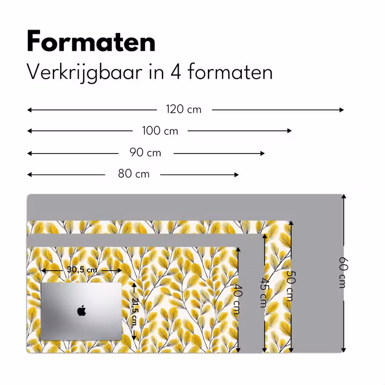 Bureau onderlegger - Bladeren - Botanisch - Elegant - Geel - Zwart — 8