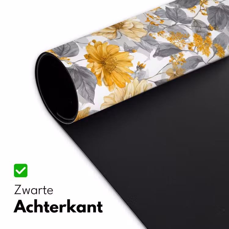 Bureau onderlegger - Bloemen - Botanisch - Elegant - Okergeel - Grijs — 5