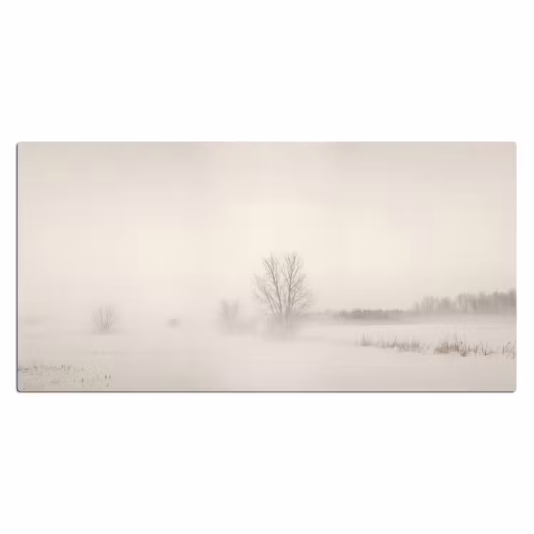 Bureau onderlegger - Boom - Mist - Sneeuw - Winter - Minimalistisch — 2
