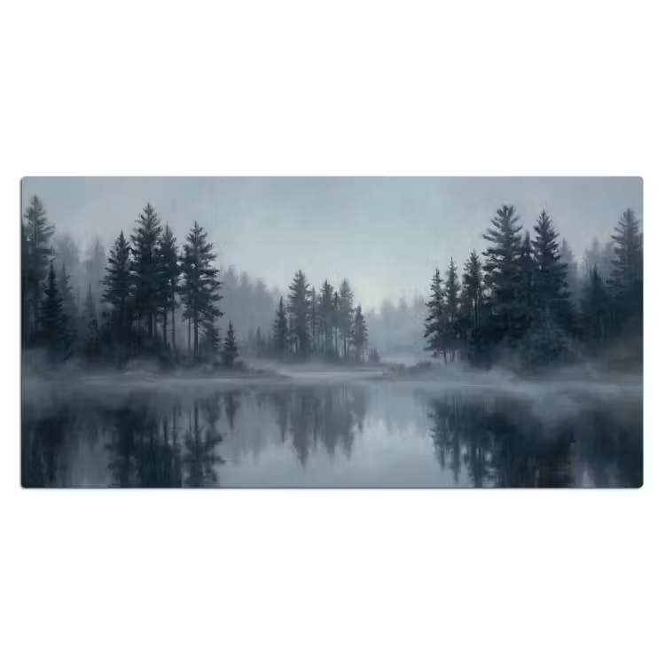 Bureau onderlegger - Bos - Meer - Mist - Natuur - Grijs — 2